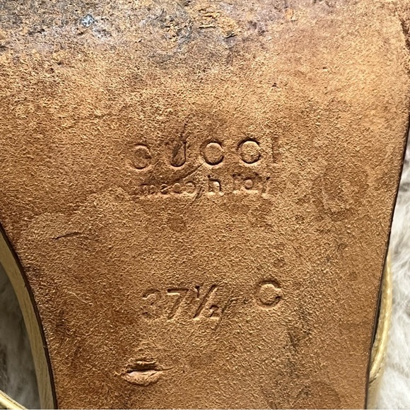 Gucci Strappy Sandals with Gold Logo Plaque Size 37.5C - Picture 14 of 15